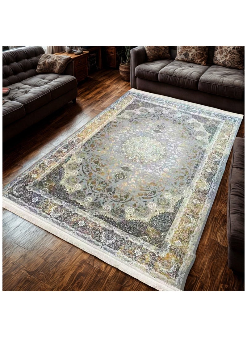 SMART HOME Large padded floor mat with a soft velvet surface and non-slip backing - Living room rug - Majlis rug - Lounge rug - Luxurious decorative rug - Elegant rug with modern patterns for living rooms and majlis - Size 400x300cm - Suitable for everyday use and entertaining - Image 3
